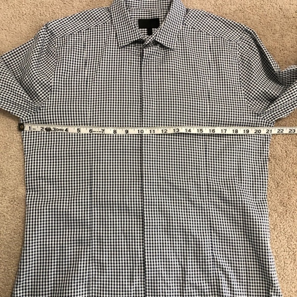 Les Hommes Long Sleeve Gingham Button Front Shirt 50 - Picture 12 of 13